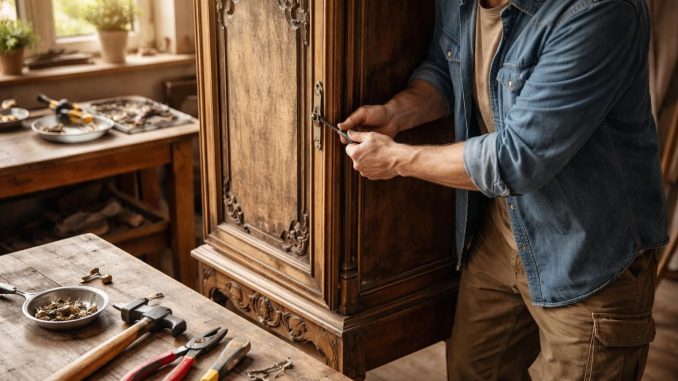 découvrez notre guide pratique pour démonter une porte d'armoire ancienne facilement, avec des astuces efficaces pour préserver le bois et les ferrures.