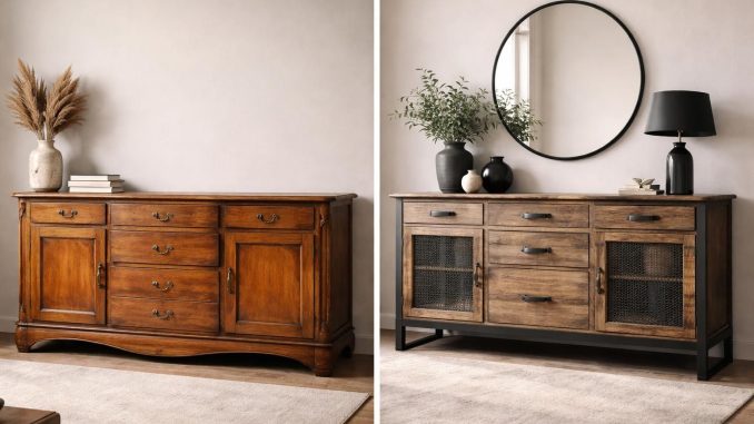 découvrez comment transformer facilement votre buffet en un meuble au style industriel moderne grâce à notre guide de relooking simple et rapide.